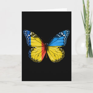 Cartão Bandeira Ucraniana Romena Borboleta Ucrânia Romêni