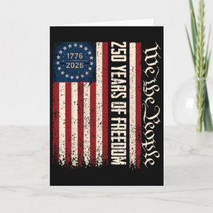 Cartão Bandeira Vintage 250 Anos Americano 1776 2026 250º