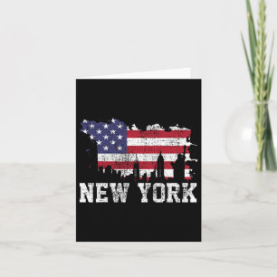 Cartão Bandeira vintage da cidade de Nova York Nyc Skylin