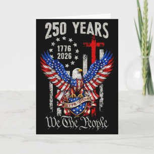 Cartão Bandeira Vintage Eagle EUA 250 Anos 1776-2026 250º