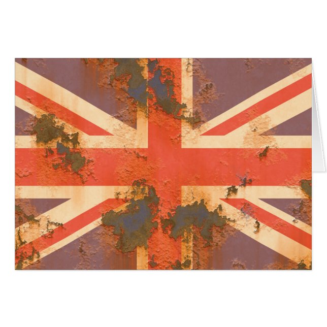 Cartão Bandeira Vintage Enferrujada do Reino Unido (Frente Horizontal)