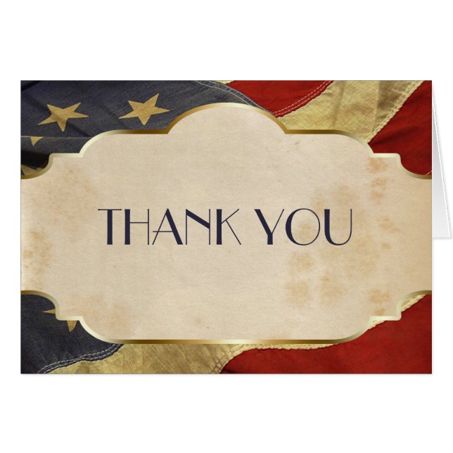 Cartão Bandeira Vintage Patriótica do Casamento Militar (Frente Horizontal)