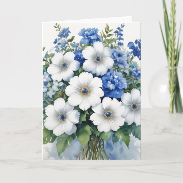 Cartão Bando de Flores de Aquarela Elegante (Frente)