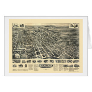 Cartão Bangor, mapa panorâmico do PA - 1918