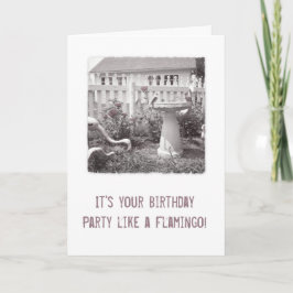 Cartão Banheira de Aniversário Retroativa Flamingo Cute G
