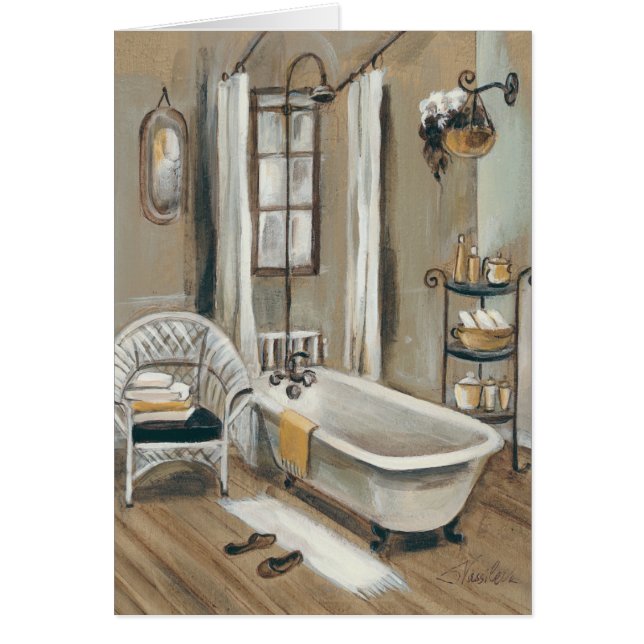 Cartão Banheiro francês com banheira (Frente)
