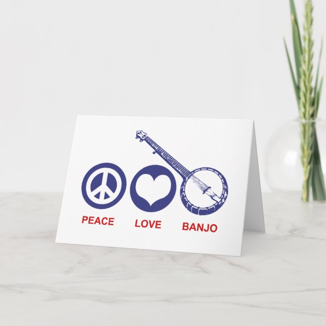 Cartão Banjo do amor da paz (Frente)