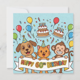 Cartão Banner engraçado de 60ª Festa de aniversário com C