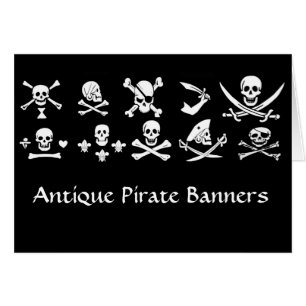 CARTÃO BANNERS DE PIRATAS PRETOS ANTICOS E MAPAS DE TESTE