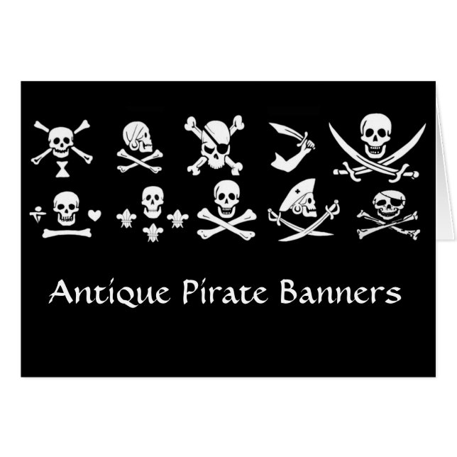 CARTÃO BANNERS DE PIRATAS PRETOS ANTICOS E MAPAS DE TESTE (Frente Horizontal)