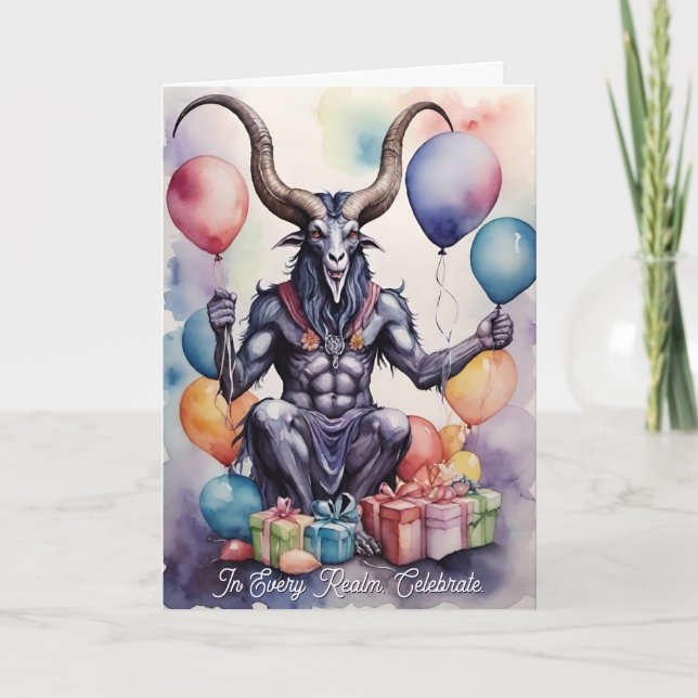 Cartão Baphomet Birthday Balloons & Gifts Gothic (Frente)