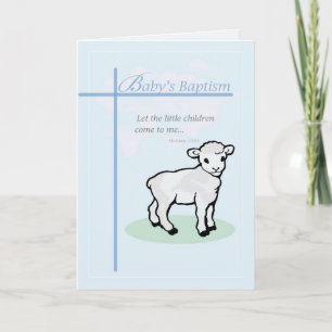 Cartão Baptism Boy Lamb