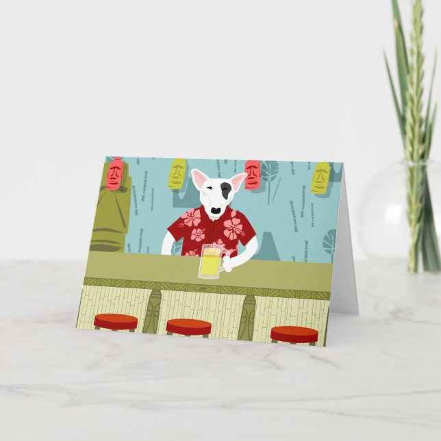 Cartão Bar de bull terrier Tiki do inglês (Frente)