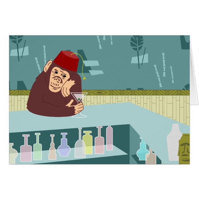 Cartão Bar de Martini do macaco de Fez (Frente Horizontal)