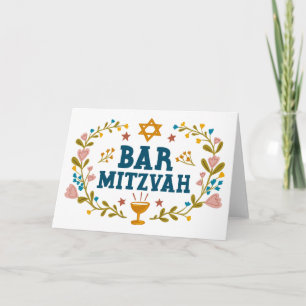 Cartão BAR MAZEL TOV MITZVAH, personalizado desenhado à m