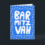 Cartão BAR MITZVAH Padrão Estrela de Davi Personalizável<br><div class="desc">Texto desenhado à mão e padrão de estrela por mim para você. Adicione seu próprio texto ao interior do cartão. Para mais designs e cores, verifique minha loja! Ou me avise se você gostaria de algo personalizado. Eu também tenho papel de embrulho correspondente e, claro, versões de Bar e Bat...</div>