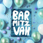Cartão BAR MITZVAH Personalizável Azul Aquarela Parabéns<br><div class="desc">Texto desenhado à mão por mim para você com um fundo colorido de aquarela. Adicione seu próprio texto ao interior do cartão. Para mais designs e cores, verifique minha loja! Ou me avise se você gostaria de algo personalizado. Eu também tenho papel de embrulho combinando e, claro, versões de Bar...</div>