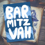 Cartão BAR MITZVAH Personalizável Listras Onduladas Azuis<br><div class="desc">Texto desenhado à mão por mim para você sobre um padrão azul ondulado desenhado à mão. Adicione seu próprio texto ao interior do cartão. Para mais designs e cores, verifique minha loja! Ou me avise se você gostaria de algo personalizado. Eu também tenho papel de embrulho correspondente e, claro, versões...</div>