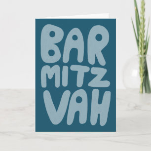 Cartão BAR MITZVAH Personalizável Moderno Azul Turquesa
