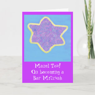 Cartão Bar Mitzvah Purple Jewish Star