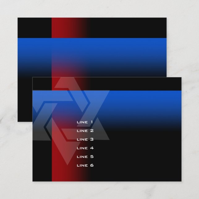 Cartão Bar Mitzvah Vermelho e Azul em Qualquer Cor (Frente/Verso)