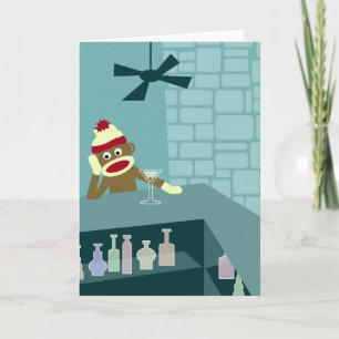 Cartão Bar Sock Monkey Martini