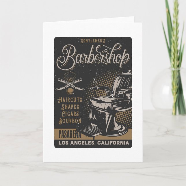 Cartão Barbearia de Cavalheiros Cortes de Cabelo Retrô Ba (Criador carregado)