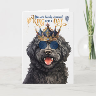 Cartão Barbet Dog King for Day Engraçado Birday