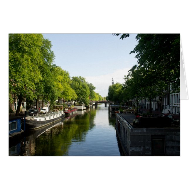Cartão Barcaças no Canal de Amsterdã (Frente Horizontal)