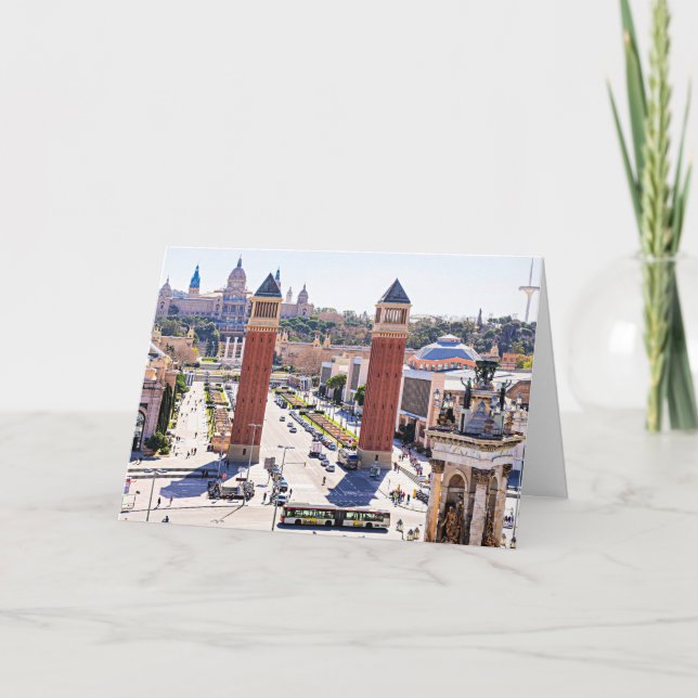 Cartão Barcelona, fotografia de paisagem urbana Espanha (Frente)