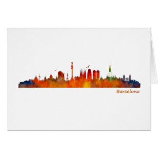 Cartão Barcelona watercolor skyline v01