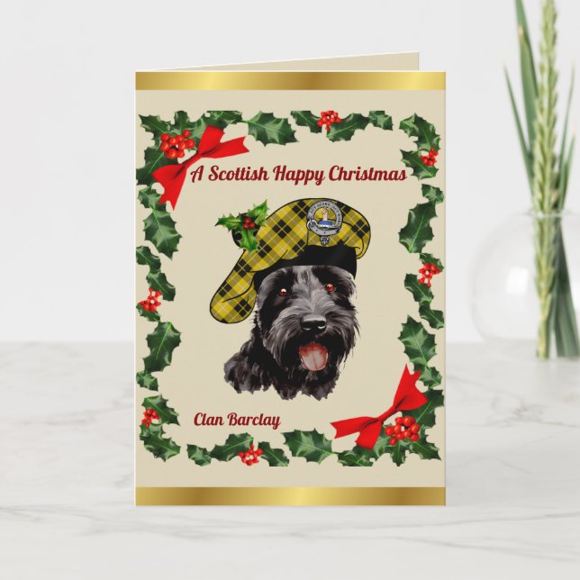 Cartão Barclay Scottie Dog Personalizado Xmas (Frente)