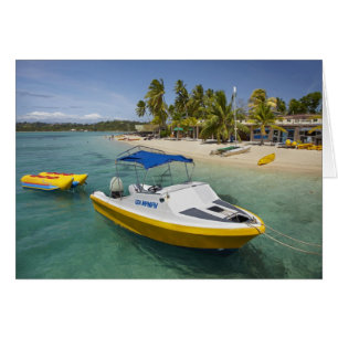 Cartão Barco a motor e barco banana