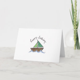 Cartão Barco à vela aquarela