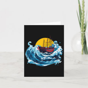 Cartão Barco À Vela No Mar De Ondas, Capitão Lover, Barco