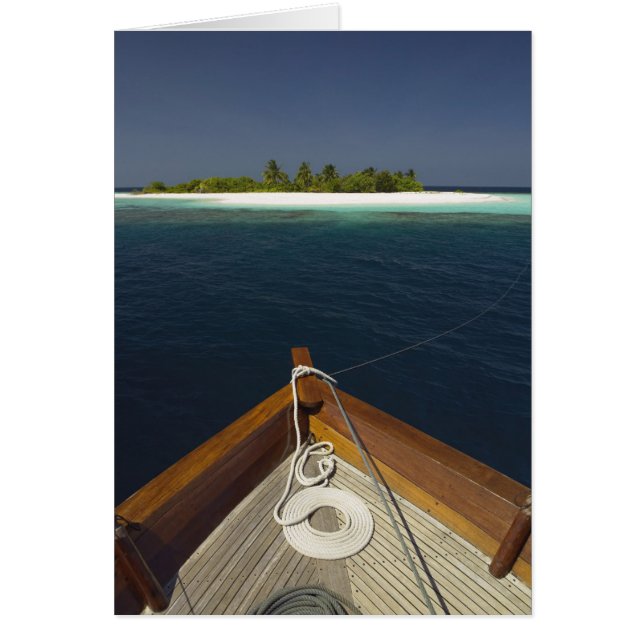 Cartão Barco Ancorado Aproximando-se da Ilha (Frente)