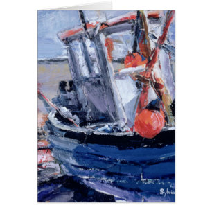 Cartão Barco com bóia vermelha