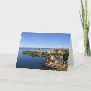 Cartão barco da ilha titicaca