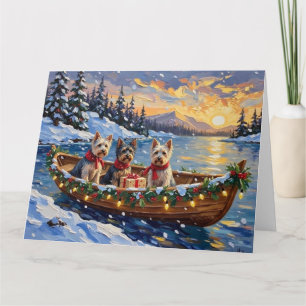 Cartão Barco de Natal do Skye Terrier Férias de Natal