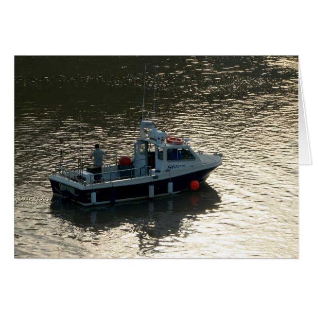 Cartão Barco de Pesca, Baía de Cardiff (Frente Horizontal)