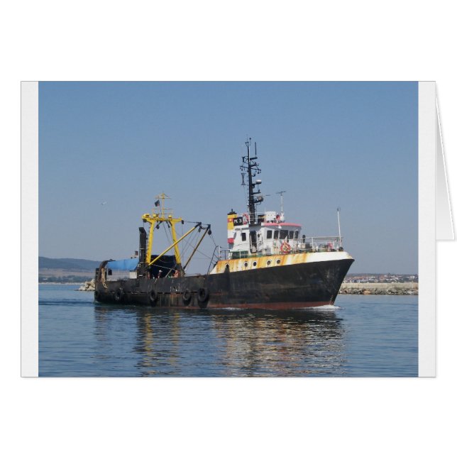 Cartão Barco De Pesca Em Corrente (Frente Horizontal)