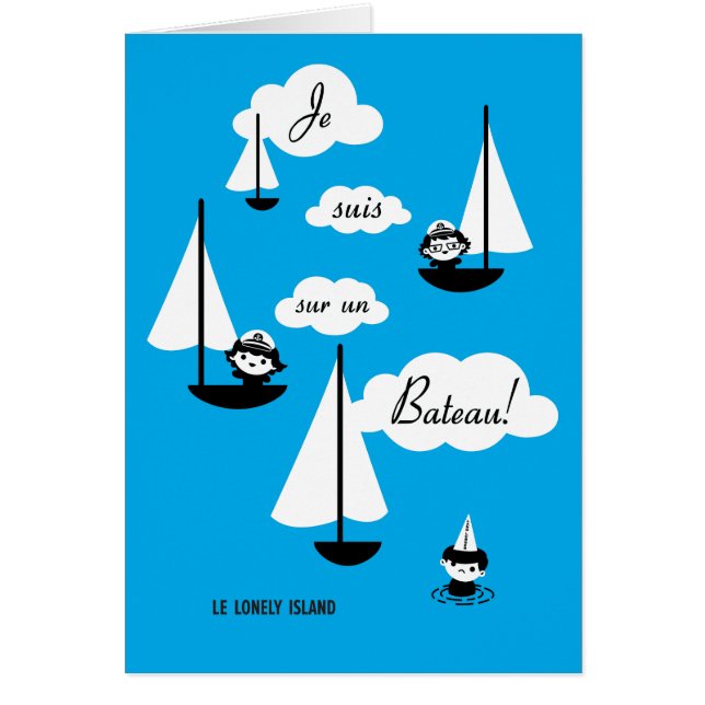 Cartão Barco do un do sur dos suis de Je! (Frente)