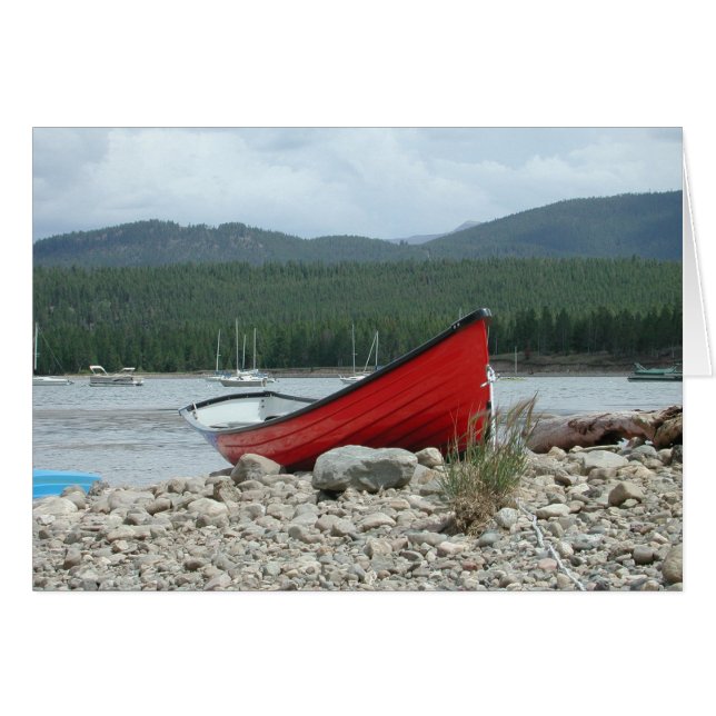 Cartão Barco Vermelho Esperando (Frente Horizontal)