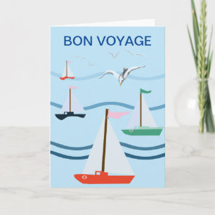 Cartão Barcos à vela, gaivotas, ondas do oceano