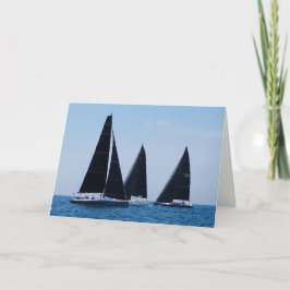Cartão Barcos à vela na água azul