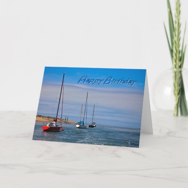Cartão Barcos à vela no aniversário da âncora (Frente)