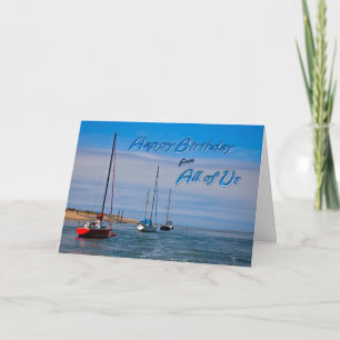 Cartão Barcos à vela no aniversário da âncora de todos