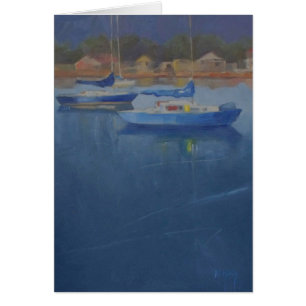 Cartão Barcos à vela no porto azul