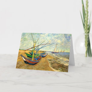 Cartão Barcos de Pesca de Van Gogh na Praia em Saintes Ma