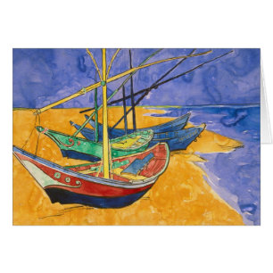 Cartão Barcos de pesca de Vincent van Gogh na praia